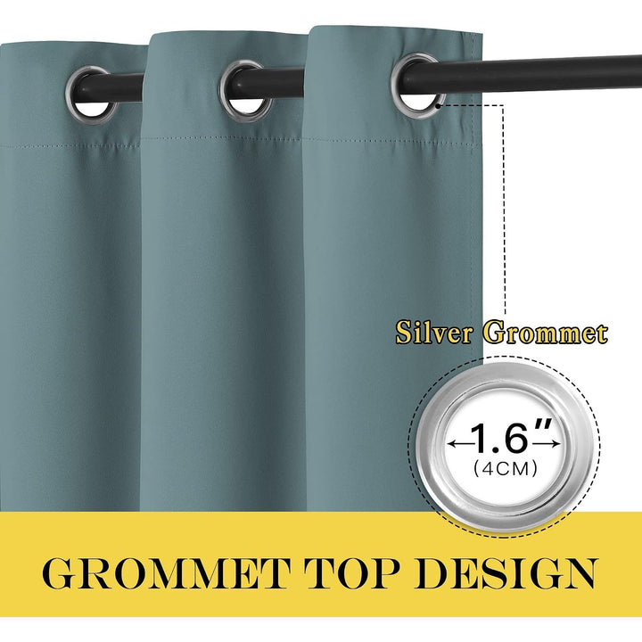 Greyish Blue Blackout Grommet Curtain, 52 x 78 in, 1 Panel - Just Closeouts Canada Inc.