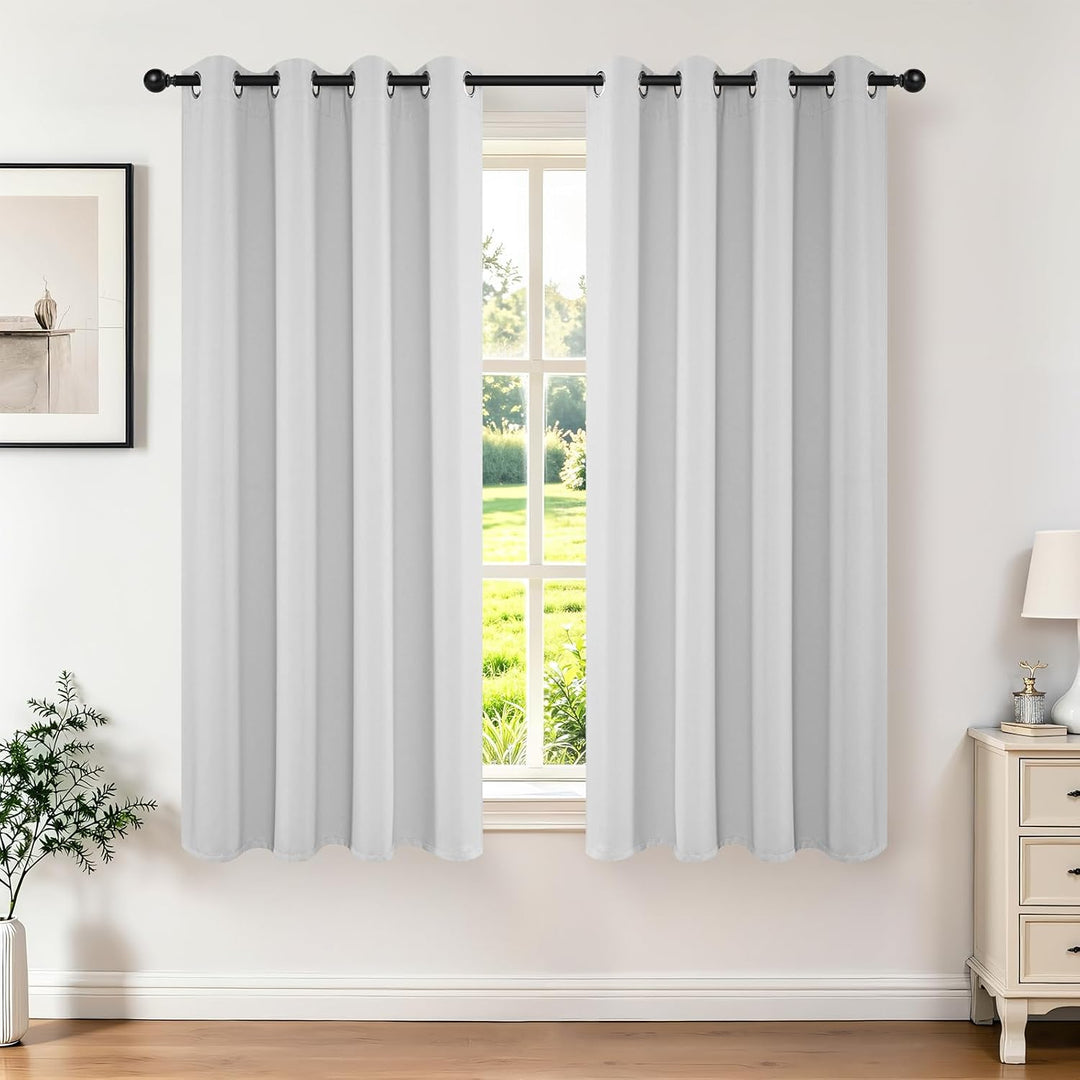 Greyish White Blackout Grommet Curtains, 2 Panels, 52 x 45 in - Just Closeouts Canada Inc.X003967MYP