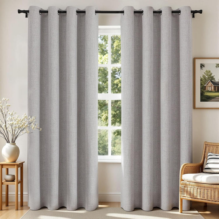 Greyish White Blackout Grommet Curtains, 2 Panels, 52 x 90 in - Just Closeouts Canada Inc.X003UMPQOB