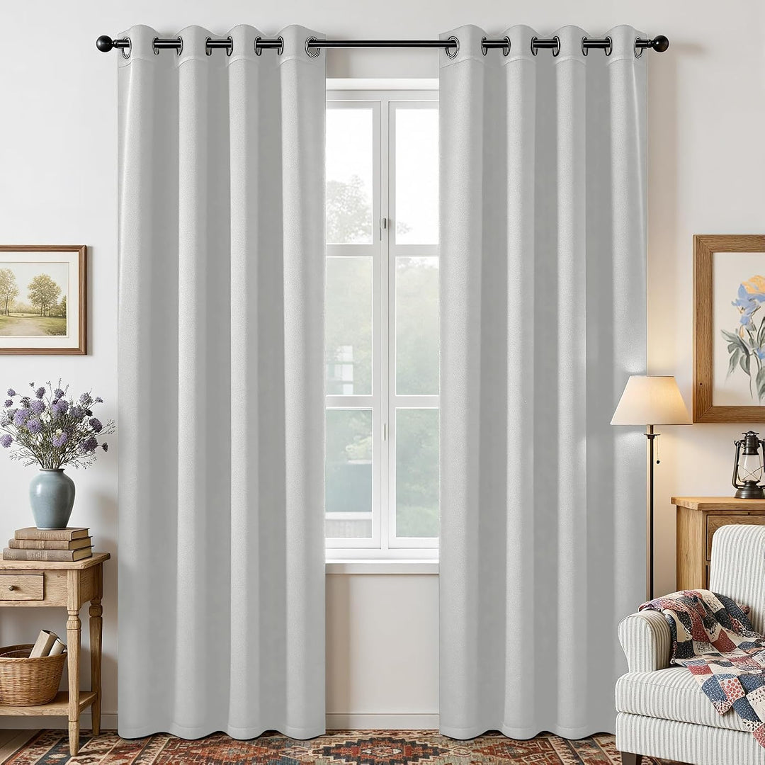 Greyish White Blackout Grommet Curtains, 2 Panels, 52 x 95 in - Just Closeouts Canada Inc.X00376U893