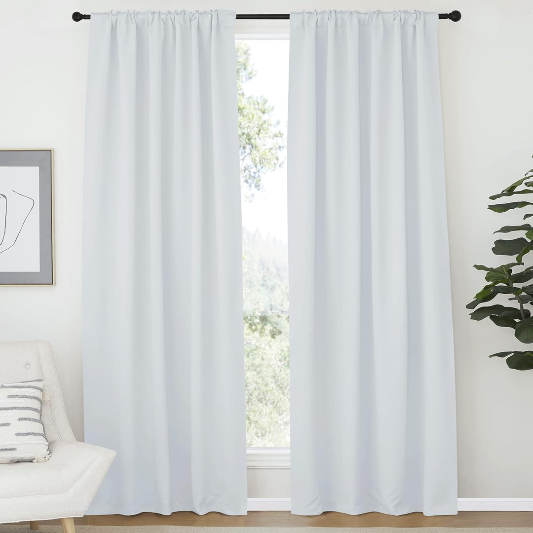 Greyish White Room-Darkening Curtains, 52 x 72 in, Set of 2 - Just Closeouts Canada Inc.