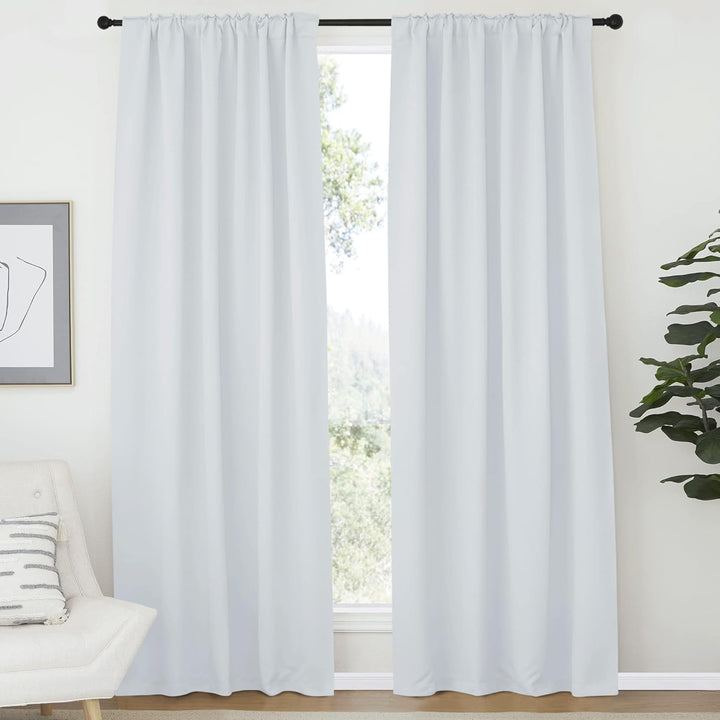 Greyish White Room-Darkening Curtains, 52 x 72 in, Set of 2 - Just Closeouts Canada Inc.