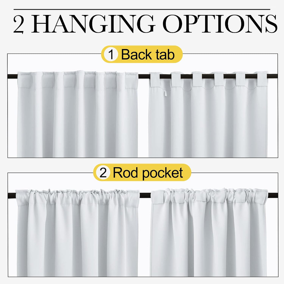 Greyish White Room-Darkening Curtains, 52 x 95 in, 2 Panels - Just Closeouts Canada Inc.