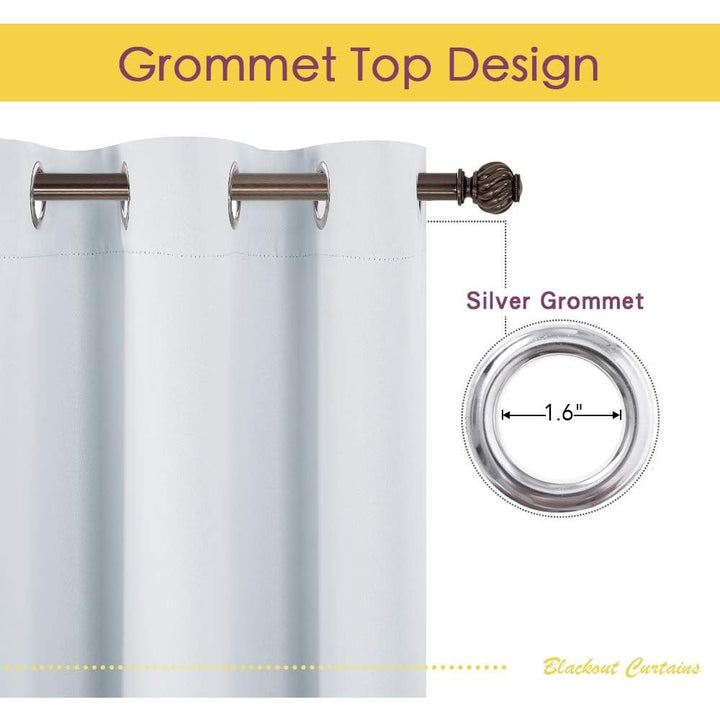 Greyish White Room-Darkening Curtains, 70 x 95 in, Set of 2 - Just Closeouts Canada Inc.