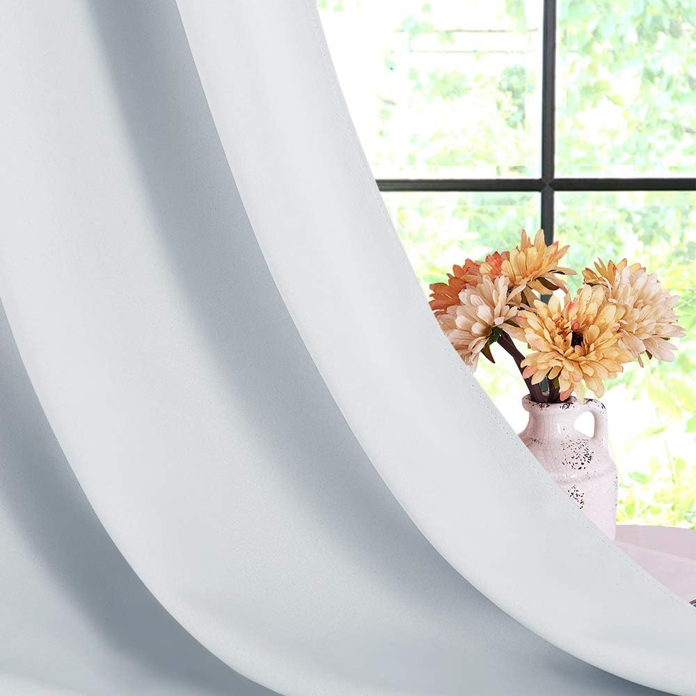 Greyish White Room-Darkening Curtains, 70 x 95 in, Set of 2 - Just Closeouts Canada Inc.
