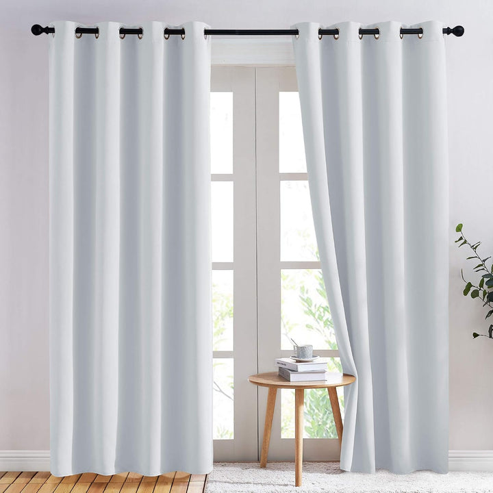 Greyish White Room Darkening Grommet Curtains, 52 x 84 in, Set of 2 - Just Closeouts Canada Inc.