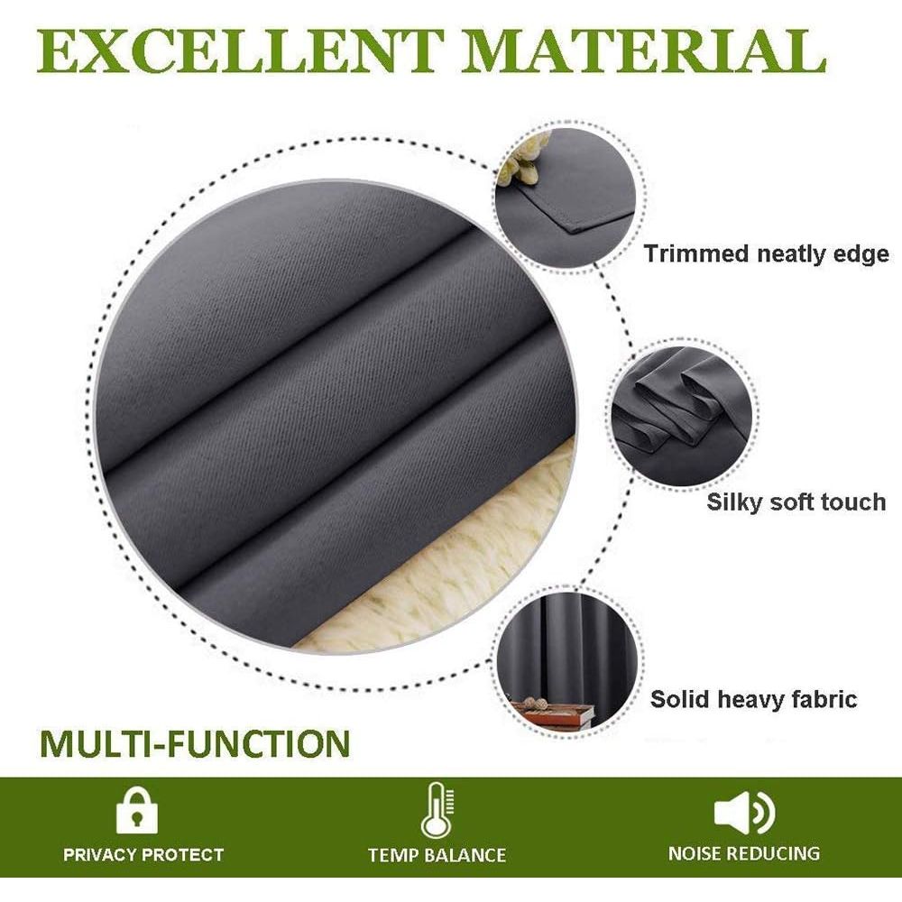 Grommet Blackout Curtains, Grey, 70 x 84 in, 2 Panels - Just Closeouts Canada Inc.