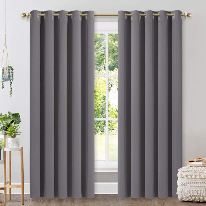 Grommet Blackout Curtains, Grey, 70 x 84 in, 2 Panels - Just Closeouts Canada Inc.