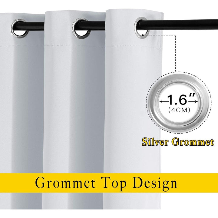 Grommet Blackout Curtains, Greyish White, 52 x 63 in, 2 Panels - Just Closeouts Canada Inc.