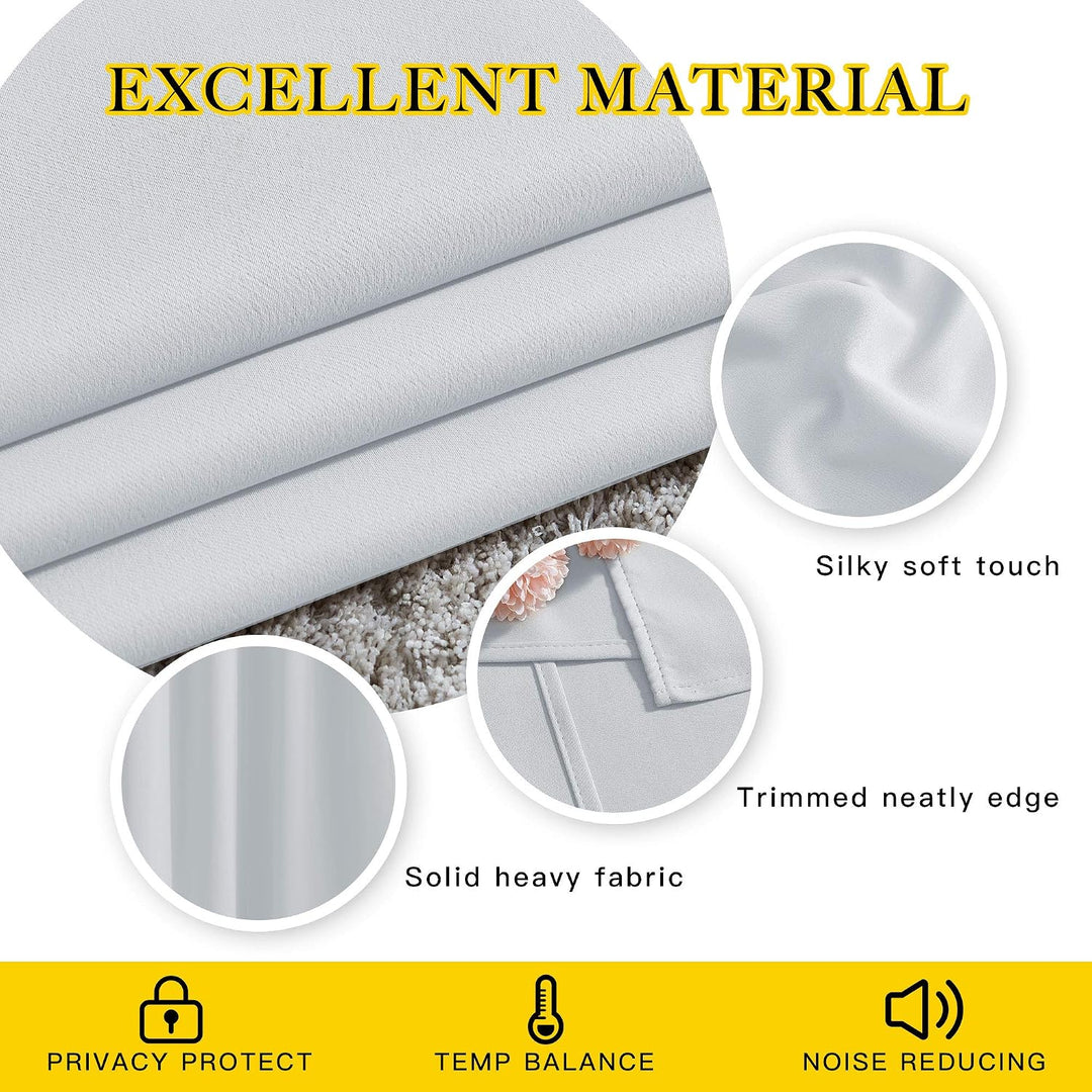 Grommet Blackout Curtains, Greyish White, 52 x 63 in, 2 Panels - Just Closeouts Canada Inc.