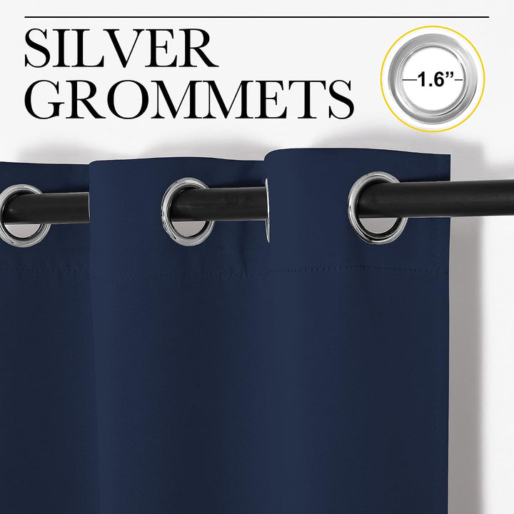 Grommet Blackout Curtains, Navy Blue, 42 x 63 in, 2 Panels - Just Closeouts Canada Inc.
