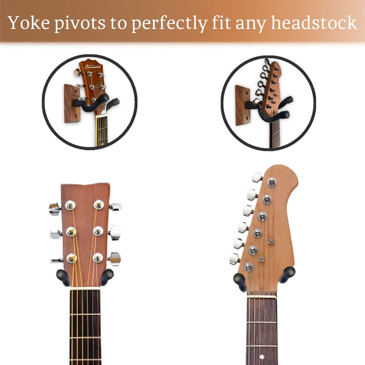 Guitar Wall Mount, Black Walnut Wood Guitar Hanger, U - Shaped Guitar Wall Hanger Mount, Guitar Holder Hook Stand Wall for Acoustic, Electric Guitar, Banjo, Bass, Gift for Guitar Player Men Boy - Just Closeouts Canada Inc.