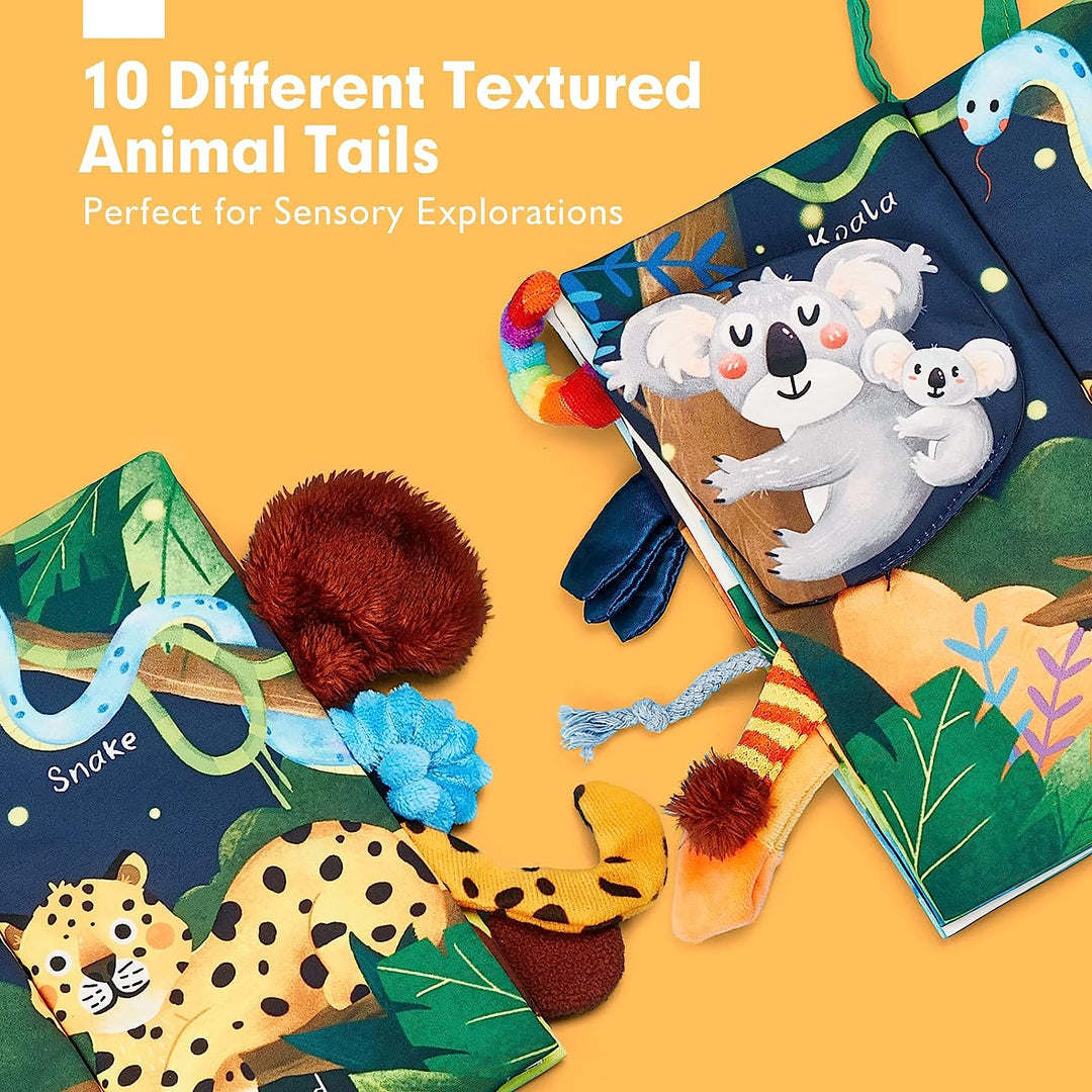 hahaland Baby Book Toy, Touch and Feel Baby First Crinkle Cloth Soft Book for Babies 0 Months - Jungly Tails Theme - Just Closeouts Canada Inc.