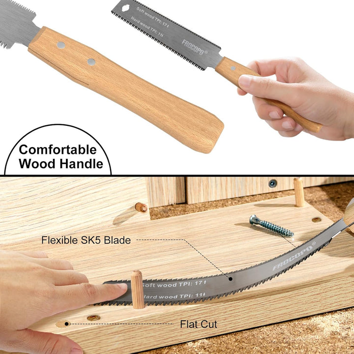Hand Saw Woodworking Tools, 6 - Inch Pull Saw, Flexible Double - Edge Blade 17/11 TPI, Japanese Flush Cut for DIY Craft, Non - Slip Wood Handle, Sharp & Lightweight for Woodworking and Garden Trim - Just Closeouts Canada Inc.X004A9SMFX