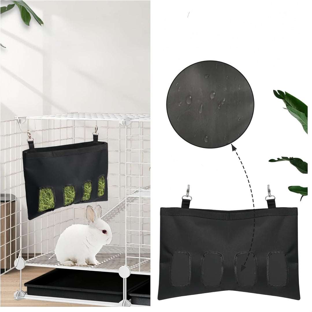 Hanging Hay Feeder Bag with 4 Windows, Black, 44 × 28 cm - Just Closeouts Canada Inc.