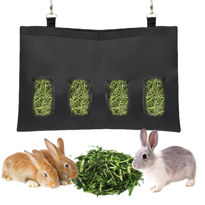 Hanging Hay Feeder Bag with 4 Windows, Black, 44 × 28 cm - Just Closeouts Canada Inc.
