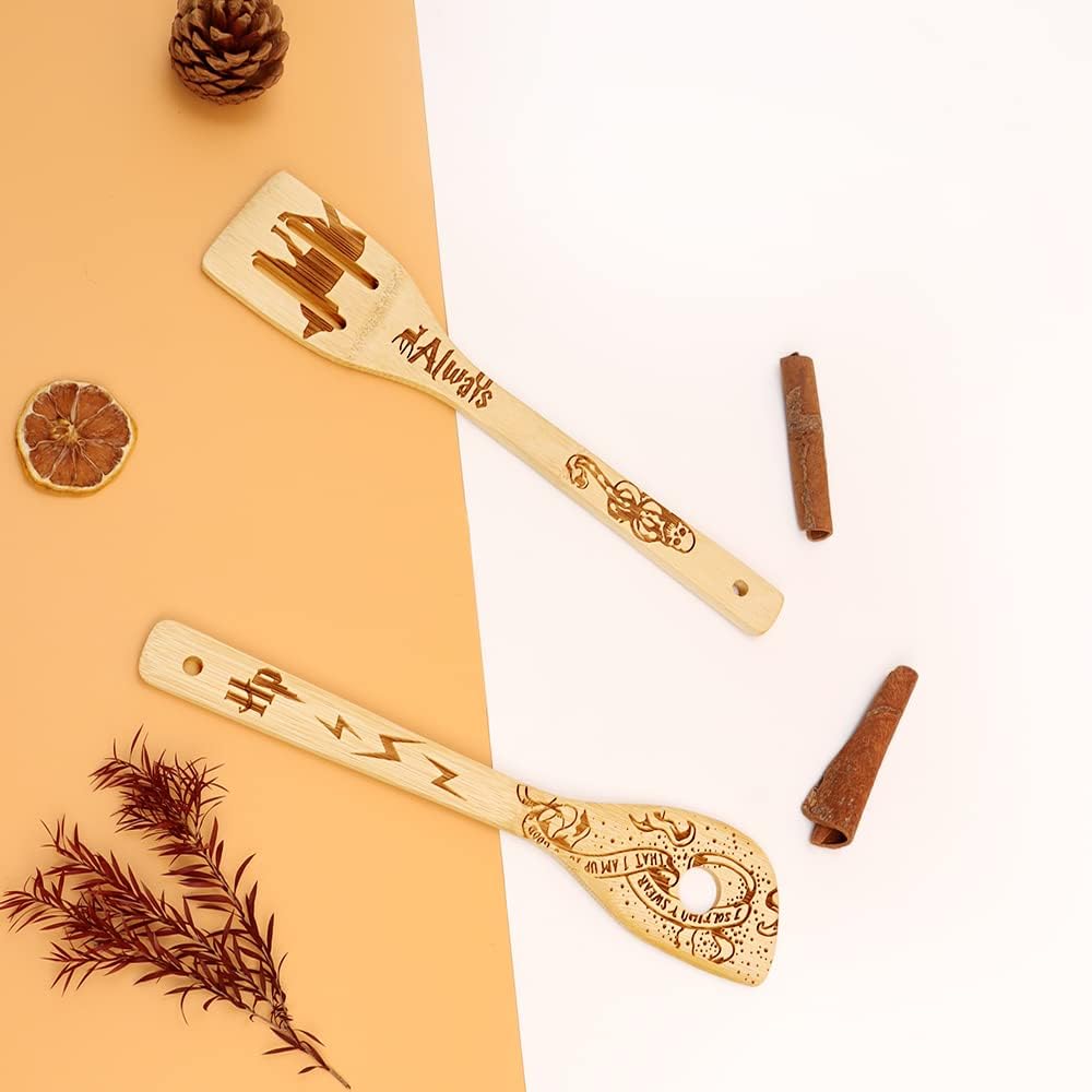 Harry Potter Gifts - 5 Piece Wooden Utensils for Cooking,Harry Potter Kitchen Accessories,Bamboo Wooden Spoon for Harry Potter Decor,Gifts for Father Mother Friends - Just Closeouts Canada Inc.X003K266G3