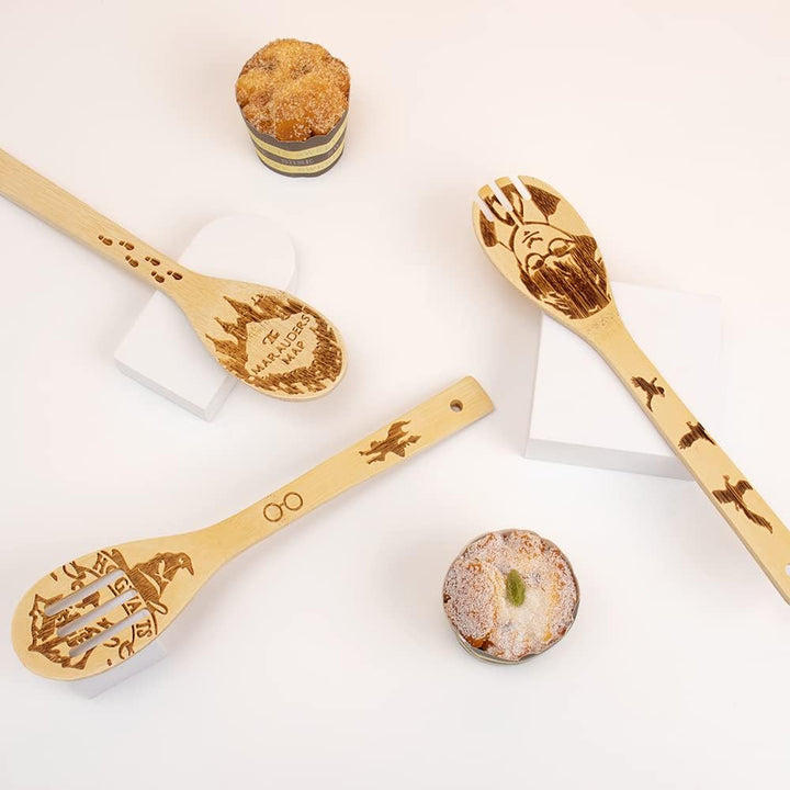 Harry Potter Gifts - 5 Piece Wooden Utensils for Cooking,Harry Potter Kitchen Accessories,Bamboo Wooden Spoon for Harry Potter Decor,Gifts for Father Mother Friends - Just Closeouts Canada Inc.X003K266G3