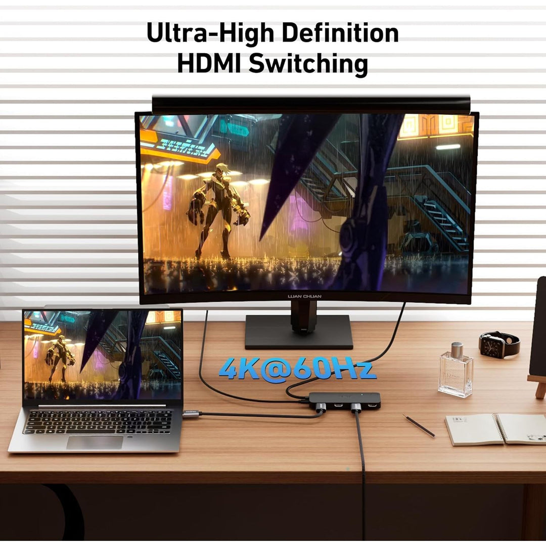 HDMI Switch 4 in 1 Out 4K@60Hz, 2K@144Hz, HDCP 2.3 【with Adaptive Equalization Support 10M HDMI Transmit】 Compatible for PS5/4, Xbox, Roku, FireStick, Switch - Just Closeouts Canada Inc.