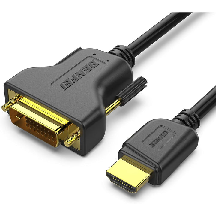 HDMI to DVI, Bi Directional DVI - D 24+1 Male to HDMI Male High Speed Adapter Cable Support 1080P Full HD Compatible for Raspberry Pi, Roku, Xbox One, PS4 PS3, Graphics Card - Just Closeouts Canada Inc.