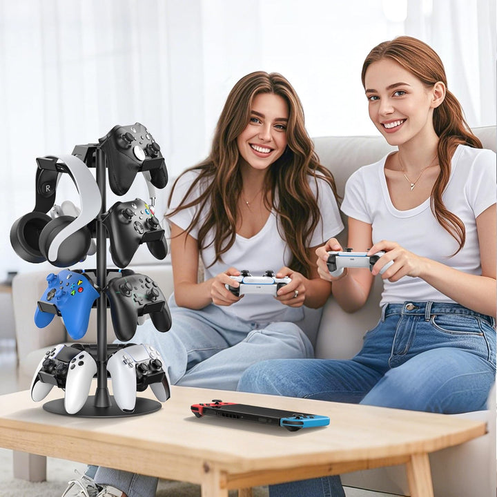 Headset Stand 4 Tiers for Desk, Rotatable Gaming Controller Stand Compatible with PS5/PS4/Xbox/Switch/PS Portal/Phone, Universal PC Gamer Accessory Controller/Headphone Holder for 12 Packs Controller - Just Closeouts Canada Inc.