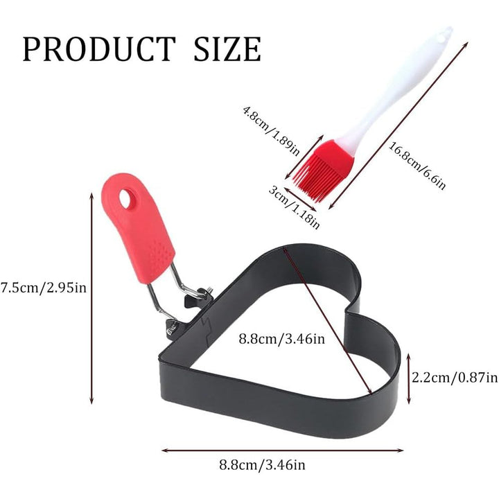 Heart egg ring and silicone brush dimensions