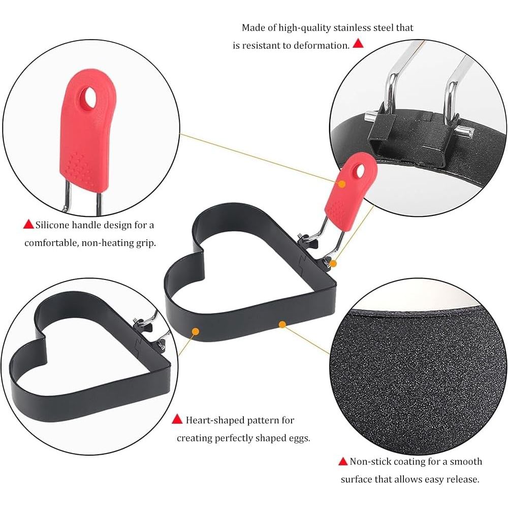 Nonstick heart-shaped egg ring construction details