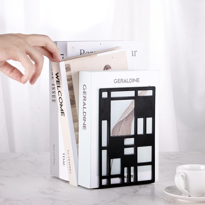 Heavy Duty, Book End Holder for Shelves, Metal Bookend (Black 1 Pair) for Office and School, Decorative Tree Unique Design Book Stopper for Gift, Book Binder and Dividers - Just Closeouts Canada Inc.