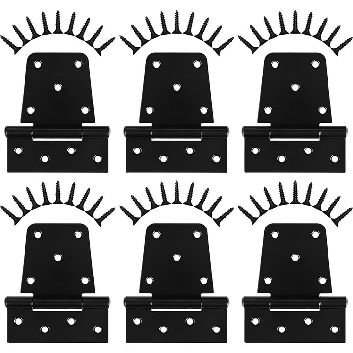 Heavy Duty Gate Hinges 3.5 inch 6 Pack Extra Thick Industrial T Hinges Barn Door Hinges Shed Door Hinges for Large Wooden Gates Wood Fence Outdoor - Black Iron Finish (Screws Included) - Just Closeouts Canada Inc.