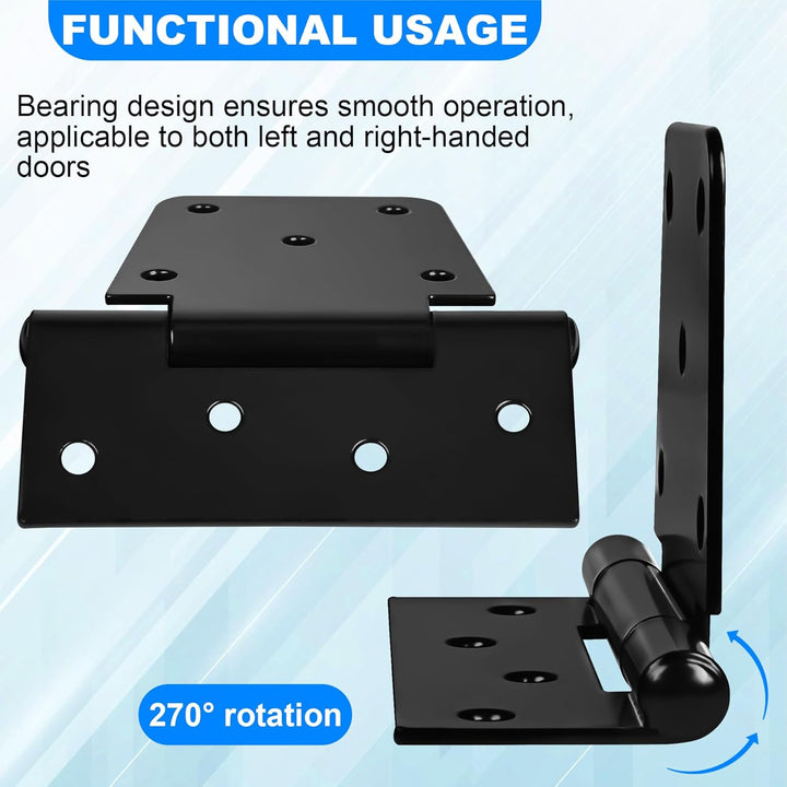 Heavy Duty Gate Hinges 3.5 inch 6 Pack Extra Thick Industrial T Hinges Barn Door Hinges Shed Door Hinges for Large Wooden Gates Wood Fence Outdoor - Black Iron Finish (Screws Included) - Just Closeouts Canada Inc.