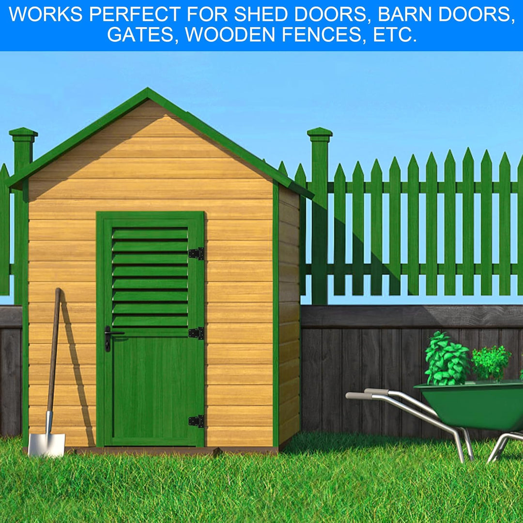 Heavy Duty Gate Hinges 3.5 inch 6 Pack Extra Thick Industrial T Hinges Barn Door Hinges Shed Door Hinges for Large Wooden Gates Wood Fence Outdoor - Black Iron Finish (Screws Included) - Just Closeouts Canada Inc.