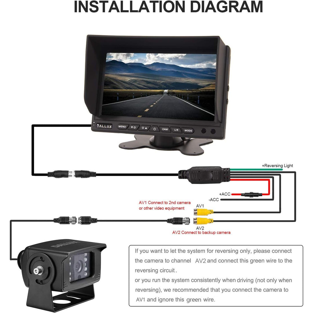 Heavy Duty Vehicle Truck Bus Backup Camera System,Waterproof Night Vision Rear View Camera with 7 inch Monitor+66ft 4 PIN Camera Cable for Bus Truck Van Trailer RV Campers Motor Home(12V 24V) - Just Closeouts Canada Inc.X0031D31TB