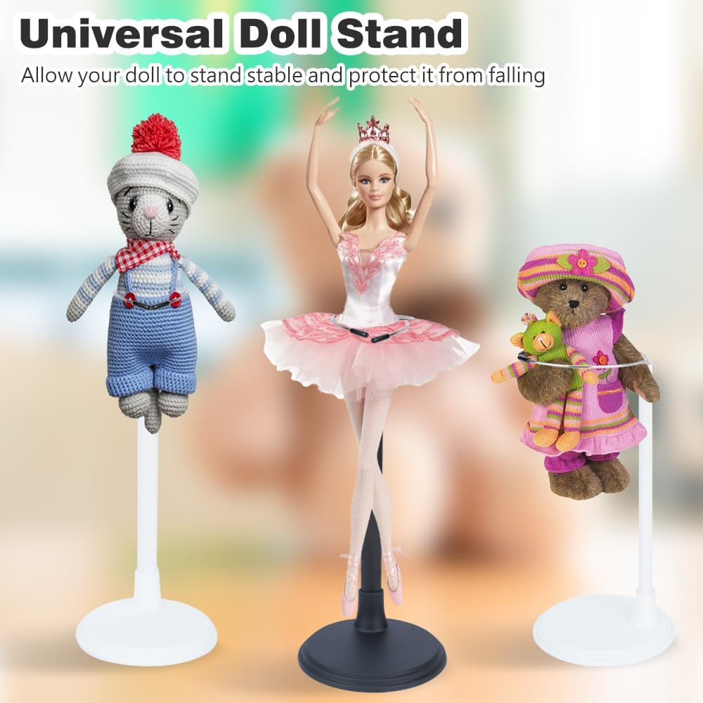 HMIEPRS 4pcs Doll Stands Adjustable Display Holder, Doll Stands Portable Support Racks, Action Figure Stand Bracket Organizers Dolls Accessories for 12in - 18in Doll (Black) - Just Closeouts Canada Inc.