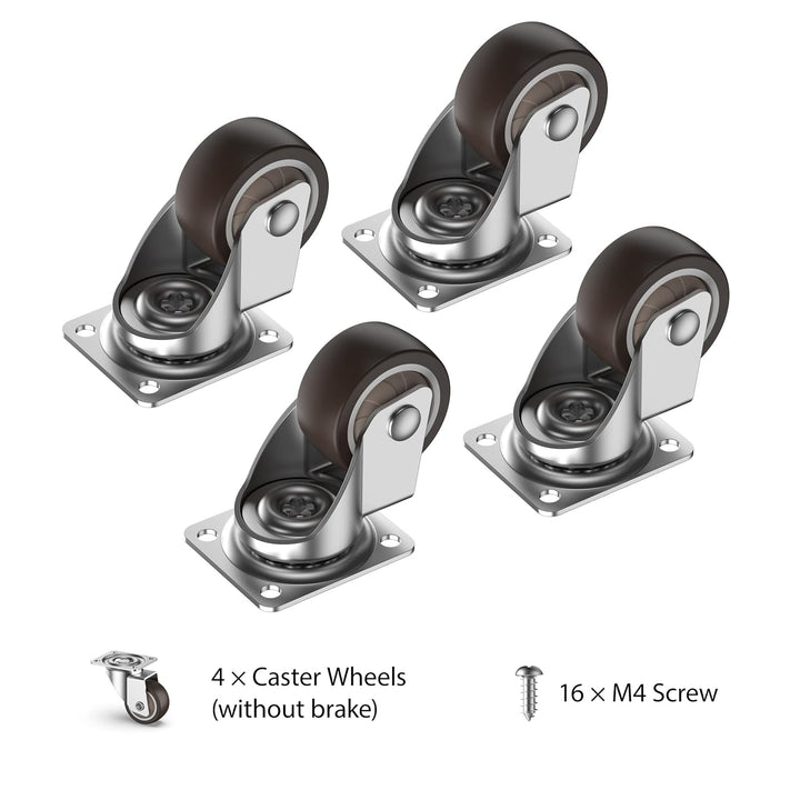 HOLKIE 1 inch Small Caster Wheels for Furniture Low Profile Casters Set of 4 Total Capacity 90 Lbs Perfect Wheels for Small Project、Nightstand、Side Table (No Brake) - Just Closeouts Canada Inc.