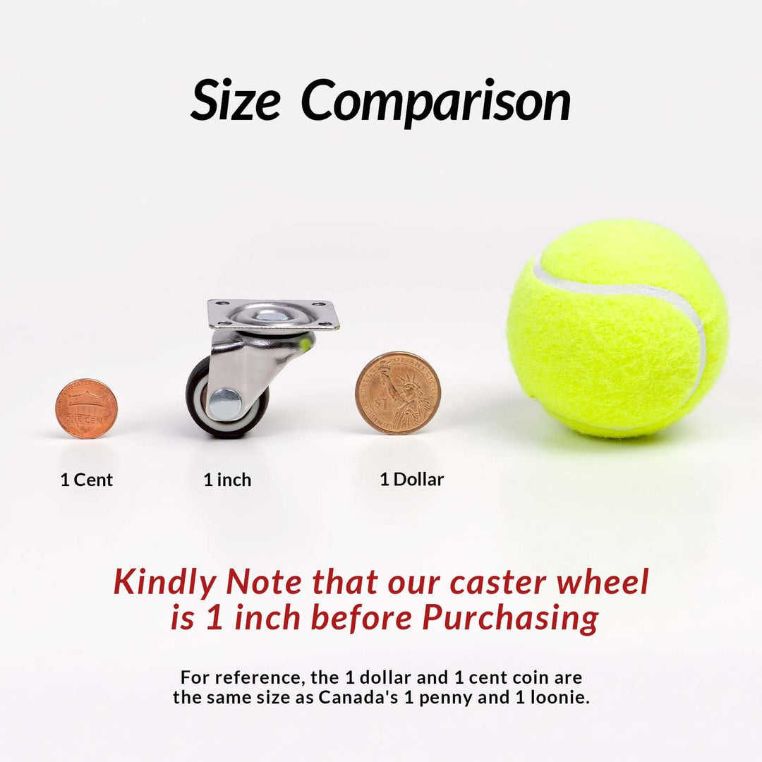 HOLKIE 1 inch Small Caster Wheels for Furniture Low Profile Casters Set of 4 Total Capacity 90 Lbs Perfect Wheels for Small Project、Nightstand、Side Table (No Brake) - Just Closeouts Canada Inc.
