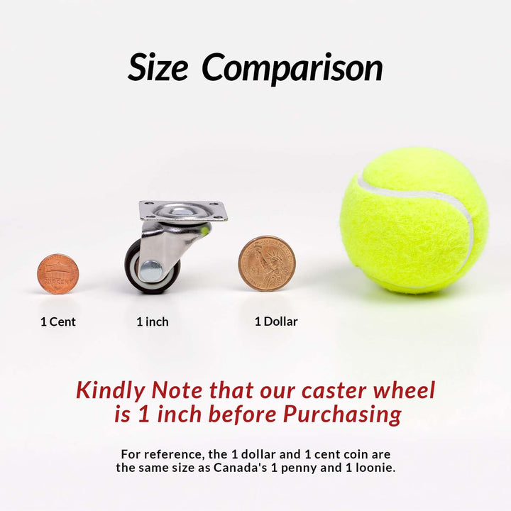 HOLKIE 1 inch Small Caster Wheels for Furniture Low Profile Casters Set of 4 Total Capacity 90 Lbs Perfect Wheels for Small Project、Nightstand、Side Table (No Brake) - Just Closeouts Canada Inc.