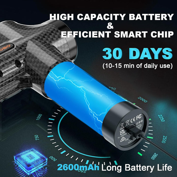 Hoposo Massage Gun Powerful Portable Sports Massage Gun with 30 Speeds 8 Massager Heads, High Speed Quiet Motor Massager Gun, LCD Screen, Carry Case, Gift for Men Women - Just Closeouts Canada Inc.