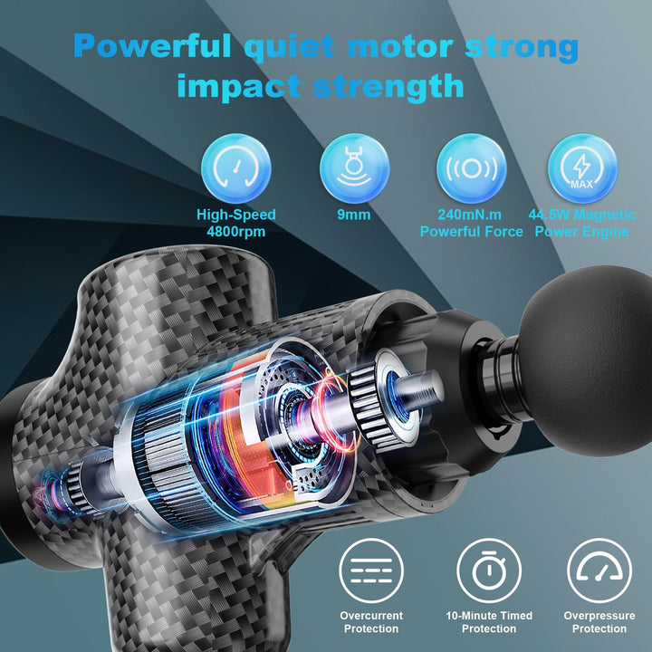 Hoposo Massage Gun Powerful Portable Sports Massage Gun with 30 Speeds 8 Massager Heads, High Speed Quiet Motor Massager Gun, LCD Screen, Carry Case, Gift for Men Women - Just Closeouts Canada Inc.