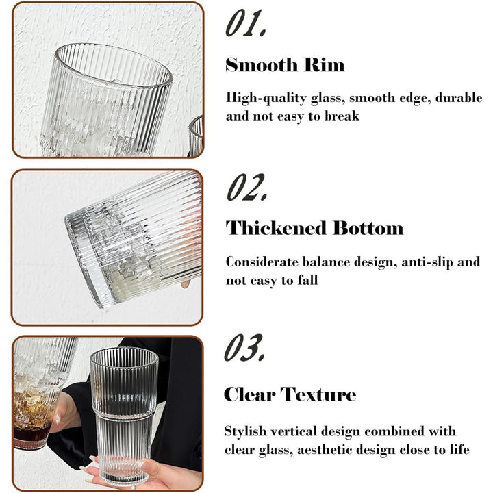 Hosck 2 Pack Glass Cups, 600ML Clear Glass Tumbler with Lid & Straw, Iced Coffee Cup with Lids, Clear Matcha Cup, Drinking Glasses for Coffee, Juice, Tea, Matcha, Cocktail - Just Closeouts Canada Inc.