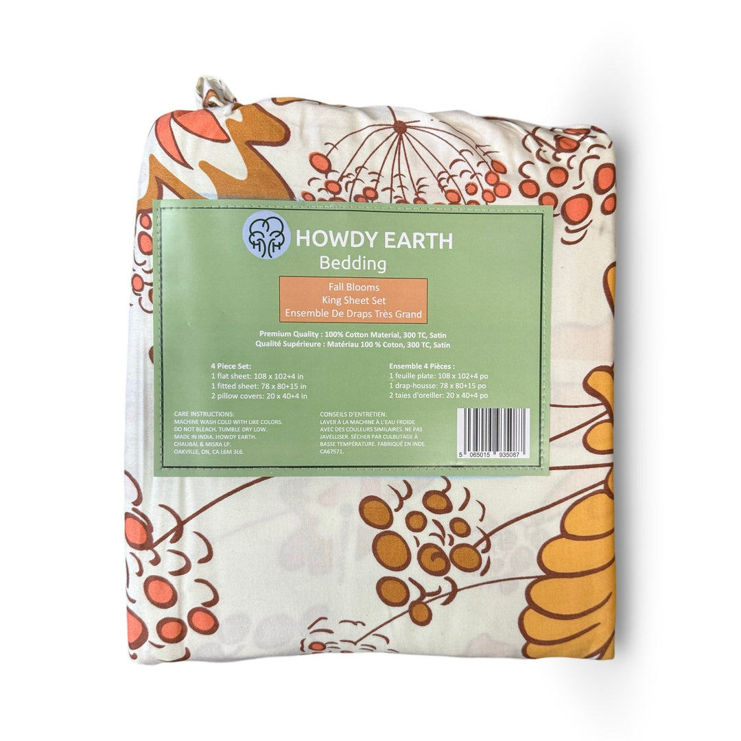 Howdy Earth Bedding Fall Blooms King Sheet Set - Just Closeouts Canada Inc.5065015935087