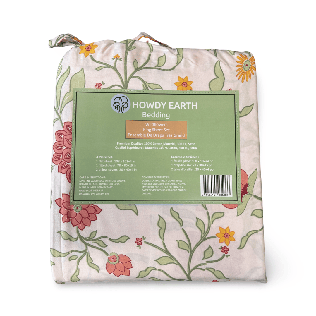 Howdy Earth Bedding Wildflowers King Sheet Set - Just Closeouts Canada Inc.5065015935063
