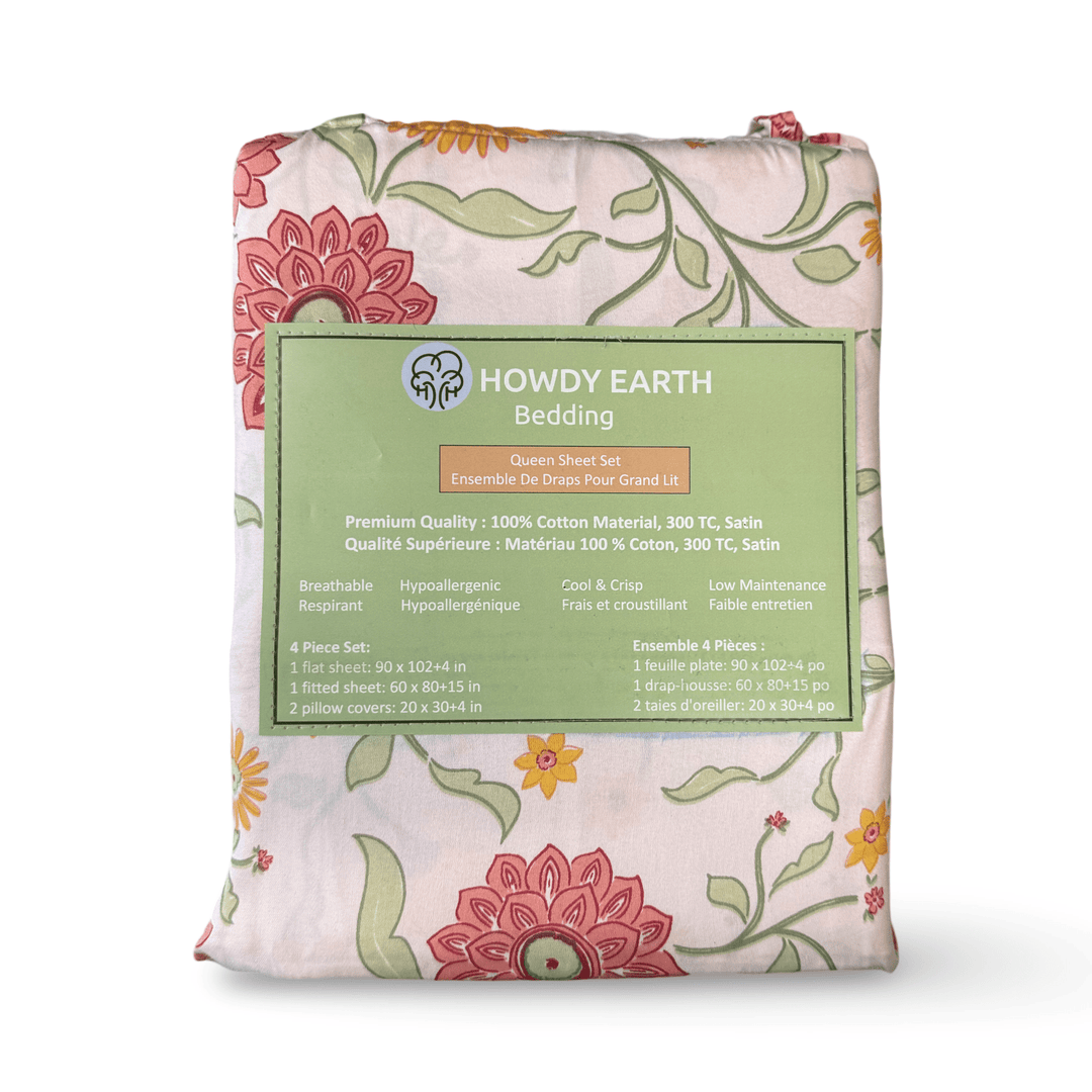 Howdy Earth Bedding Wildflowers Queen Sheet Set - Just Closeouts Canada Inc.