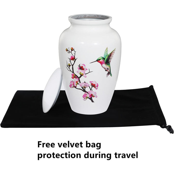 Hummingbird Cremation Urn for Adult Ashes - White Funeral Urn, Large Decorative With Velvet Bag, 200 Lbs Capacity, for Human Ashes - Just Closeouts Canada Inc.