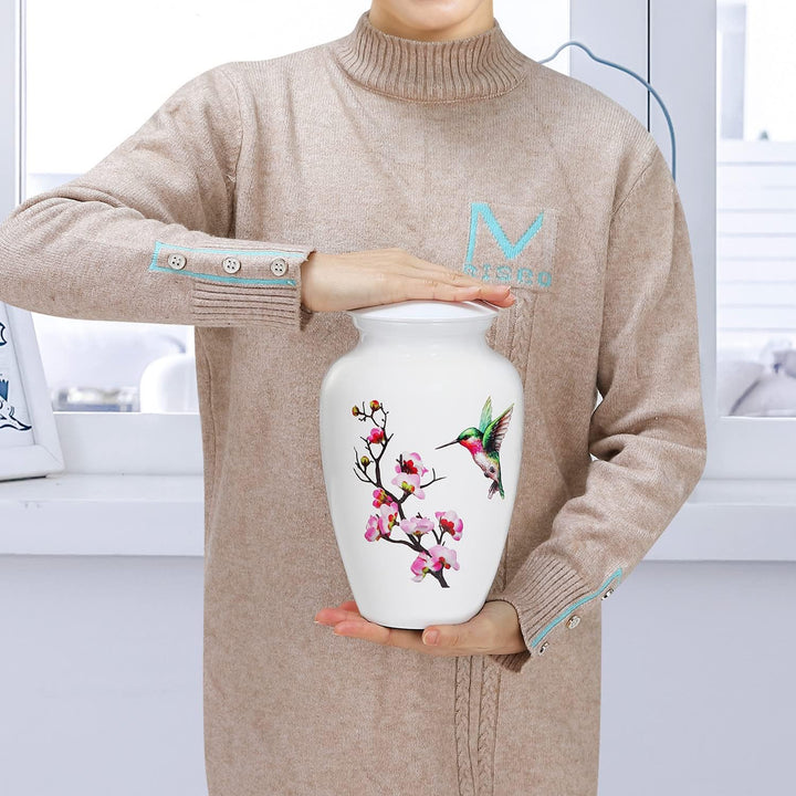 Hummingbird Cremation Urn for Adult Ashes - White Funeral Urn, Large Decorative With Velvet Bag, 200 Lbs Capacity, for Human Ashes - Just Closeouts Canada Inc.