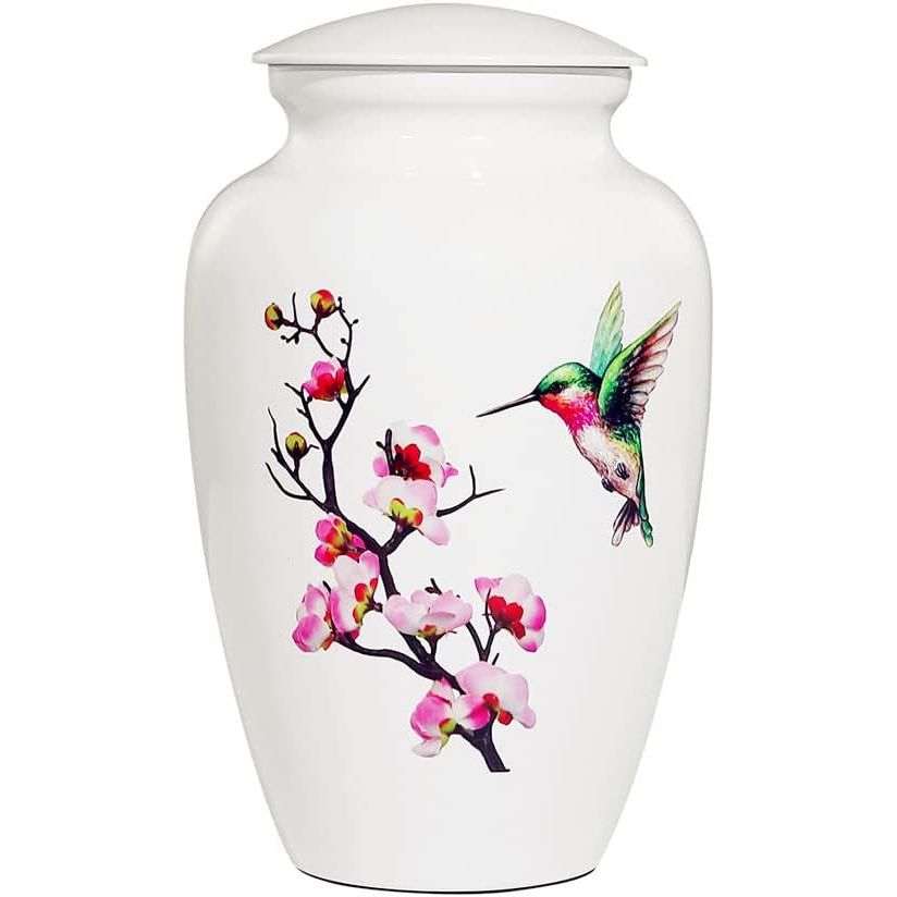 Hummingbird Cremation Urn for Adult Ashes - White Funeral Urn, Large Decorative With Velvet Bag, 200 Lbs Capacity, for Human Ashes - Just Closeouts Canada Inc.