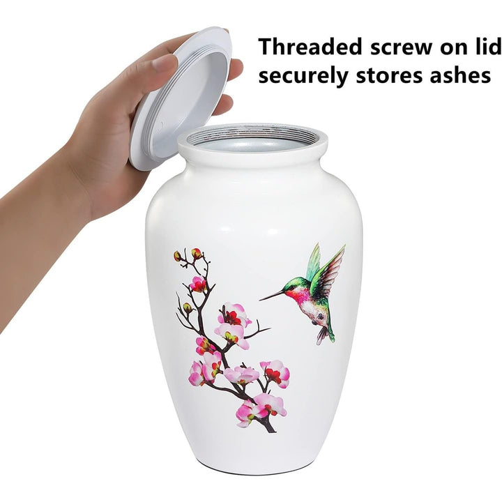 Hummingbird Cremation Urn for Adult Ashes - White Funeral Urn, Large Decorative With Velvet Bag, 200 Lbs Capacity, for Human Ashes - Just Closeouts Canada Inc.