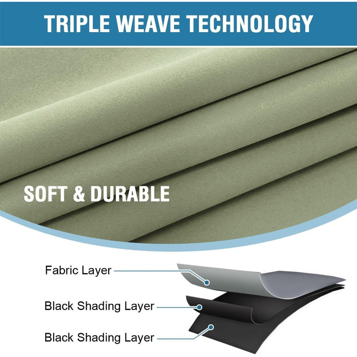 H.VERSAILTEX 100% Blackout Curtains 2 Panels with Black Liner Full Room Darkening Curtains Thermal Back Tab/Rod Pocket Window Treatment Drapes for Living Room, 42 x 63 Inch, Sage - Just Closeouts Canada Inc.