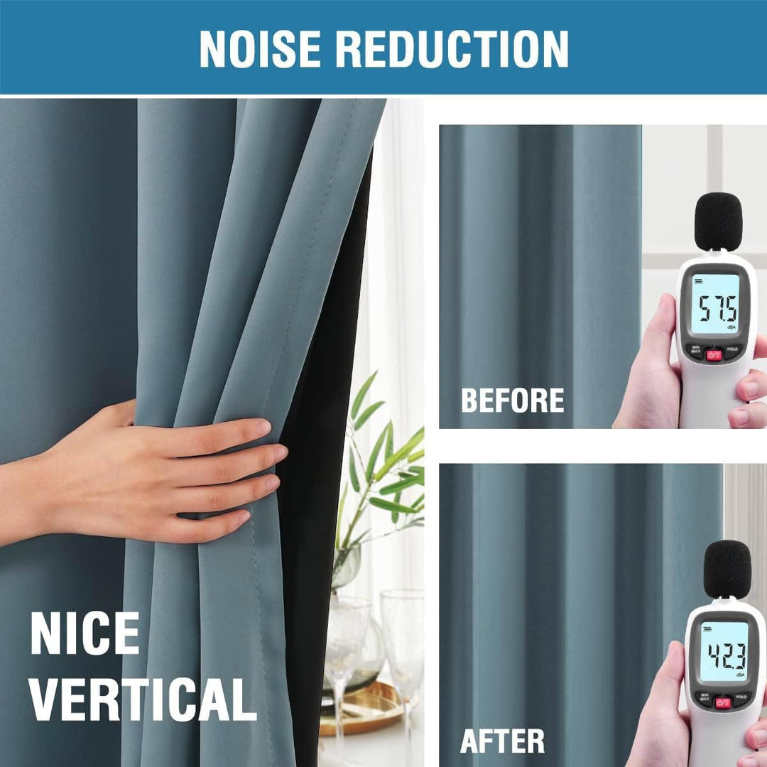 H.VERSAILTEX 100% Blackout Curtains 2 Panels with Black Liner Full Room Darkening Curtains Thermal Insulated Back Tab/Rod Pocket Window Drapes for Living Room, 42 x 63 Inch, Stone Blue - Just Closeouts Canada Inc.