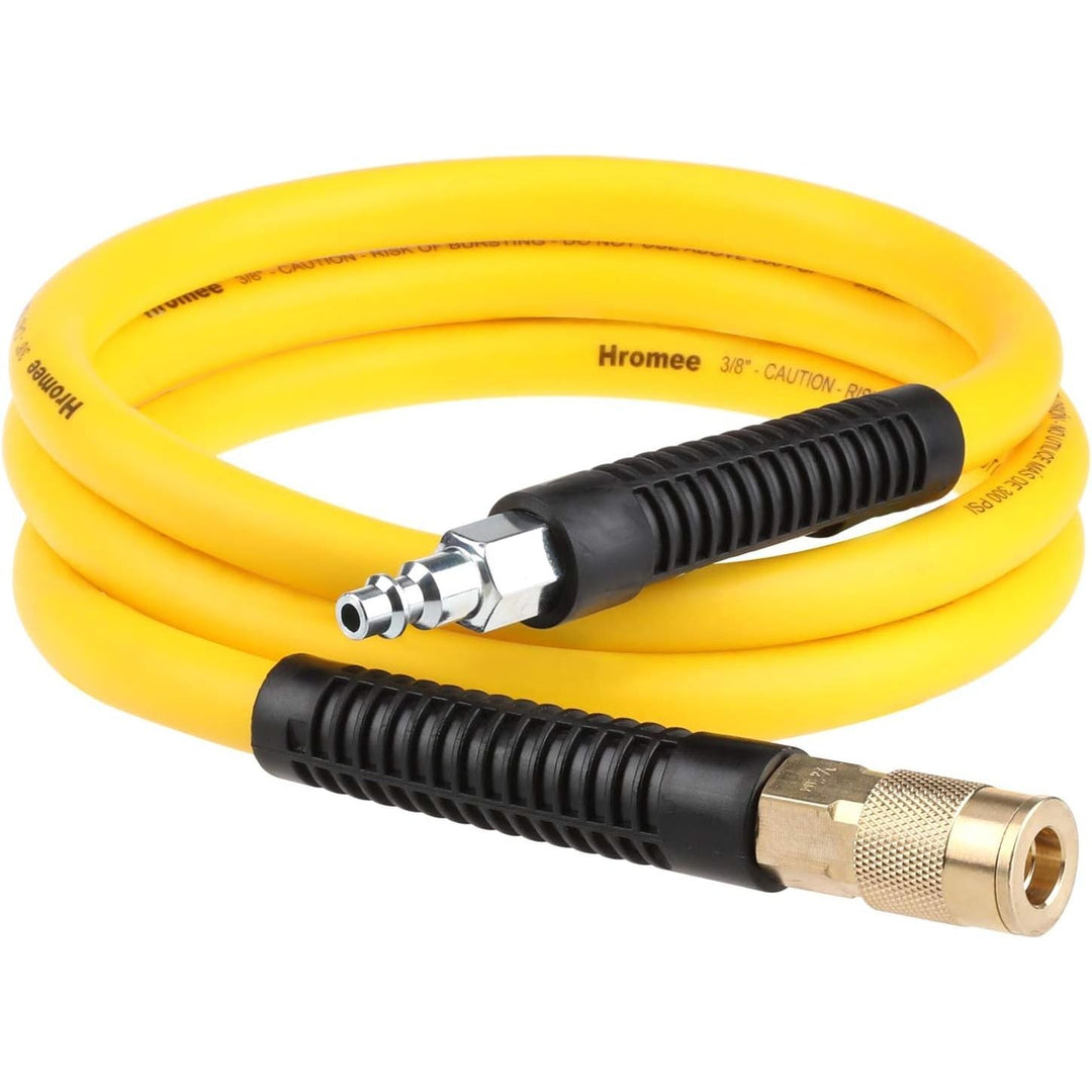 Hybrid Lead - in Air Hose 3/8 Inch x 6FT with 1/4"NPT Quick Coupler and Plug 300PSI Yellow Whip Compressor Hose Short - Just Closeouts Canada Inc.X001Y5PH7H