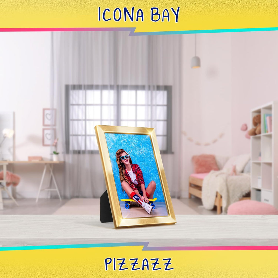 Icona Bay 4x6 (10x15 cm) Picture Frame, =Gold colored Solid Wood Scandinavian Style Frame for Photo, Pizzazz CollectioN - Just Closeouts Canada Inc.
